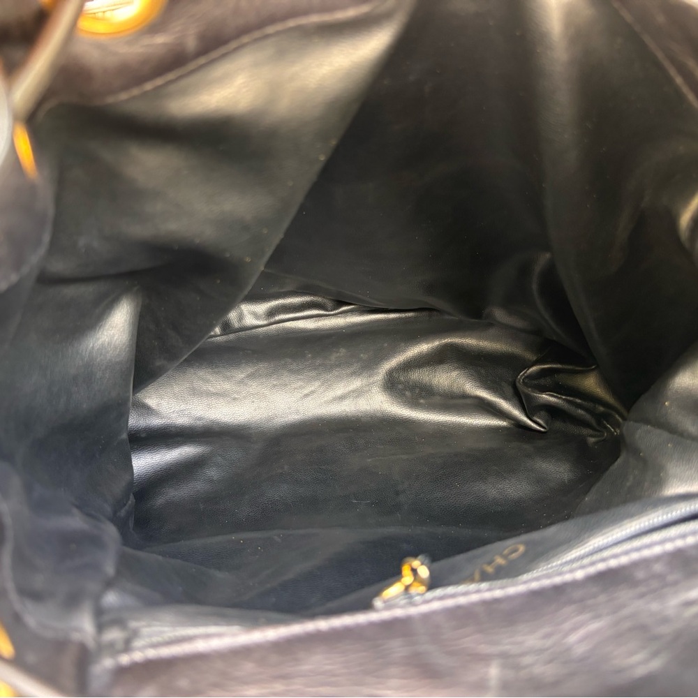 Authentic CHANEL tweed leather black khaki backpack - Picture 14 of 15